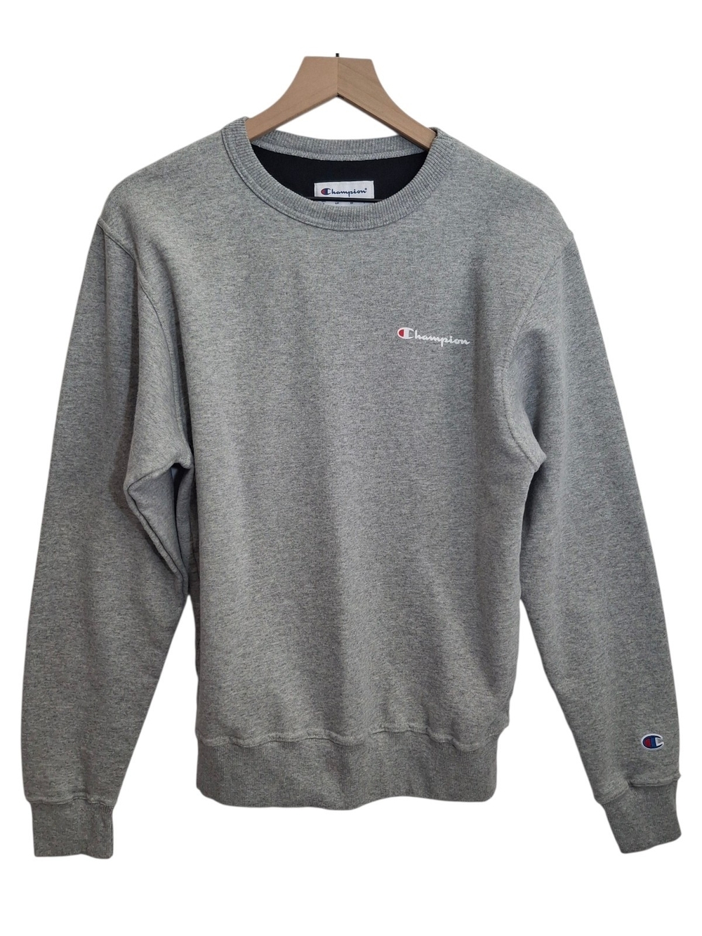 Champion Heather Gray Crewneck Sweatshirt with Embroidered C Logo - Small
